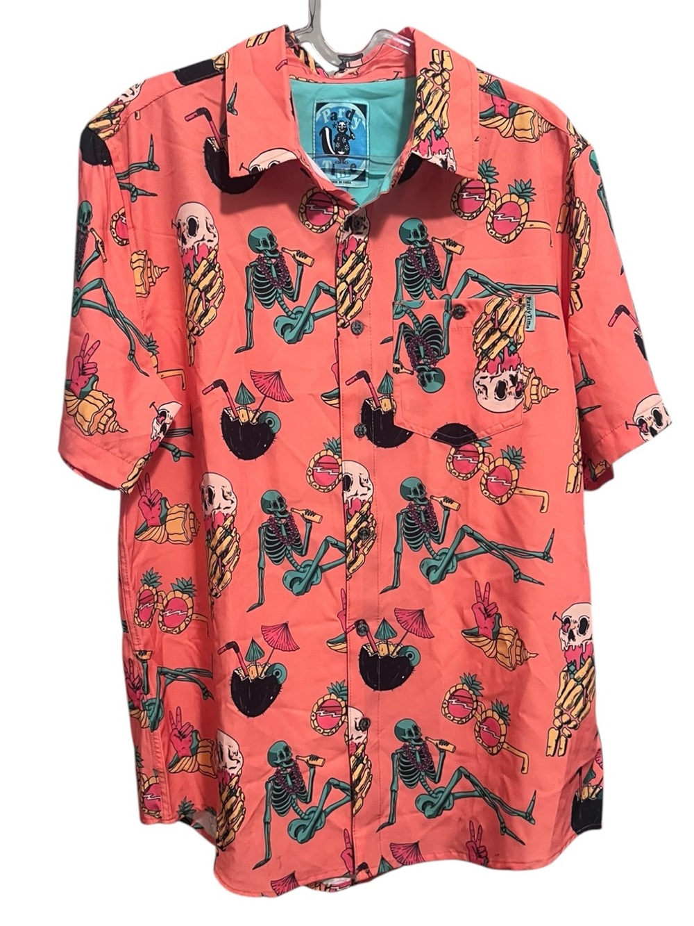 NWT Pardy Time Pooka Pardy Men's Woven Hawaiian Shirt Size Small